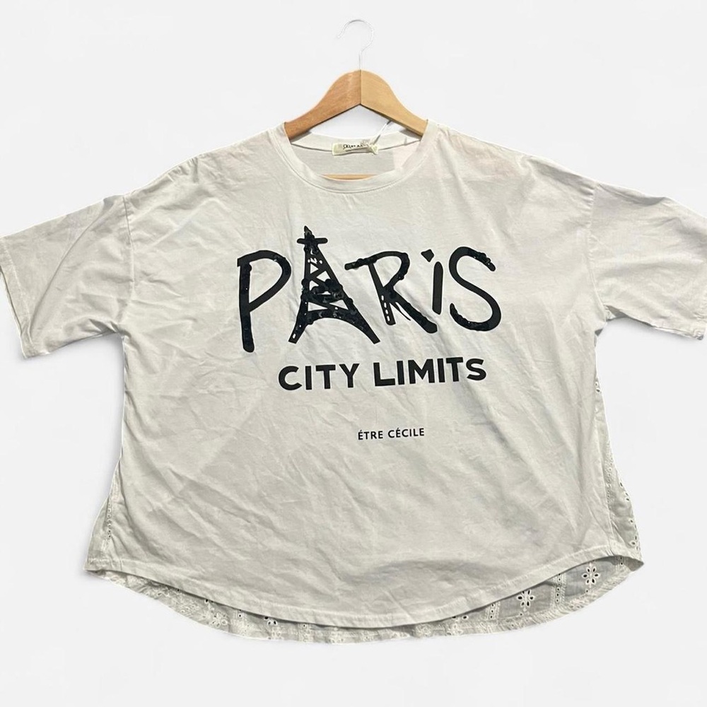 White & Black “Paris City Limits” Oversized Top